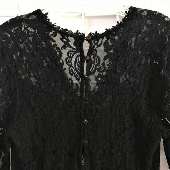 Vintage Jessica McClintock Lace Black Dress - image 4