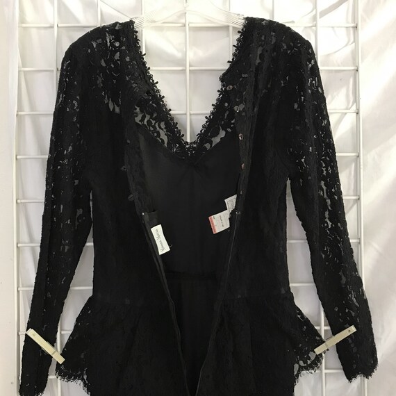 Vintage Jessica McClintock Lace Black Dress - image 3