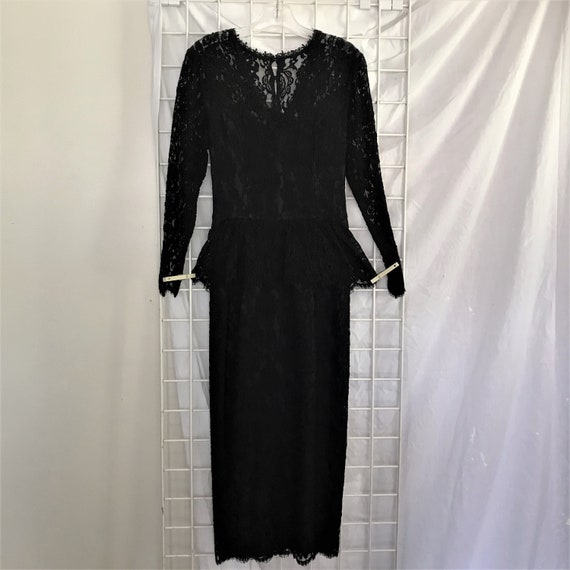 Vintage Jessica McClintock Lace Black Dress - image 1