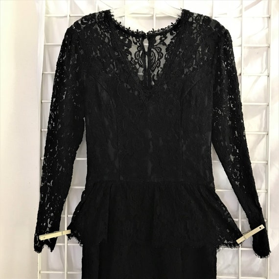 Vintage Jessica McClintock Lace Black Dress - image 2