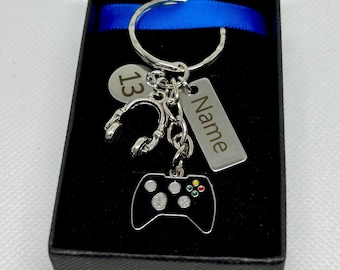 Personalised Birthday Gamer Keyring, Gamer Birthday Gift, 10th 11th 12th 13th 14th 15th 16th 17th 18th Birthday Gift, Friend Gift