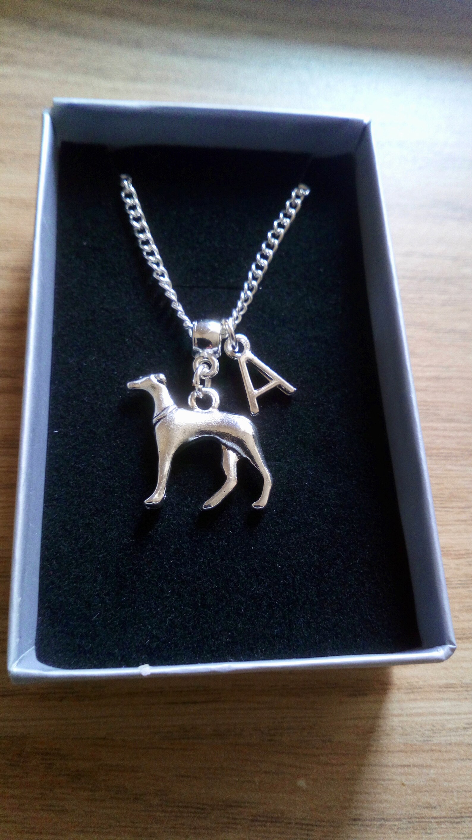 Greyhound Necklace Lurcher Whippet Necklace Initial Gift Etsy.de