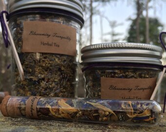 Blossoming Tranquility Organic Herbal Tea- A Relaxation and Meditation Blend- Loose Leaf Tea- Meditation Tea- Sleep Aid Tea