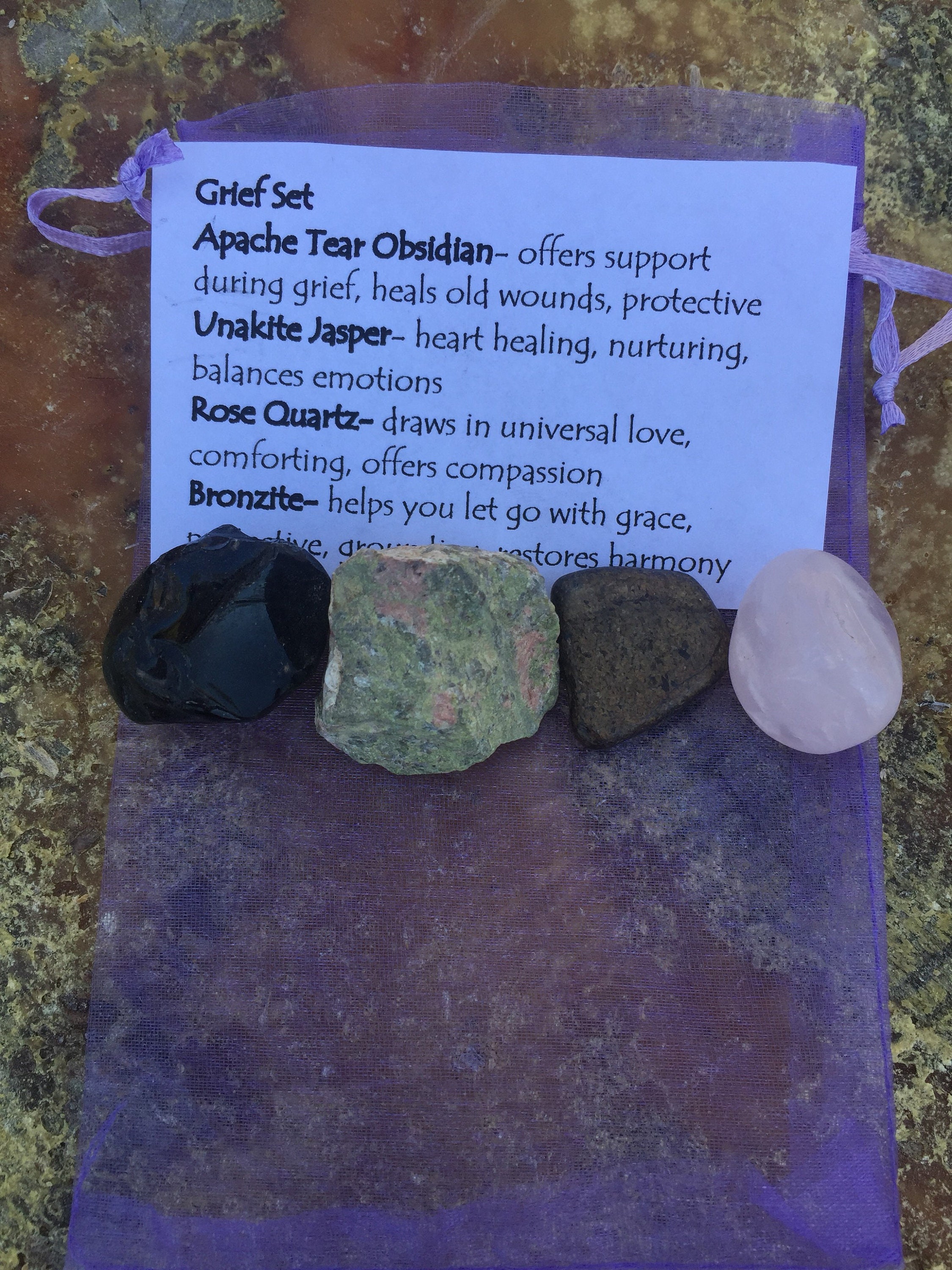 Grief Set Loss and Mourning Crystals Unakite Jasper Apache Etsy