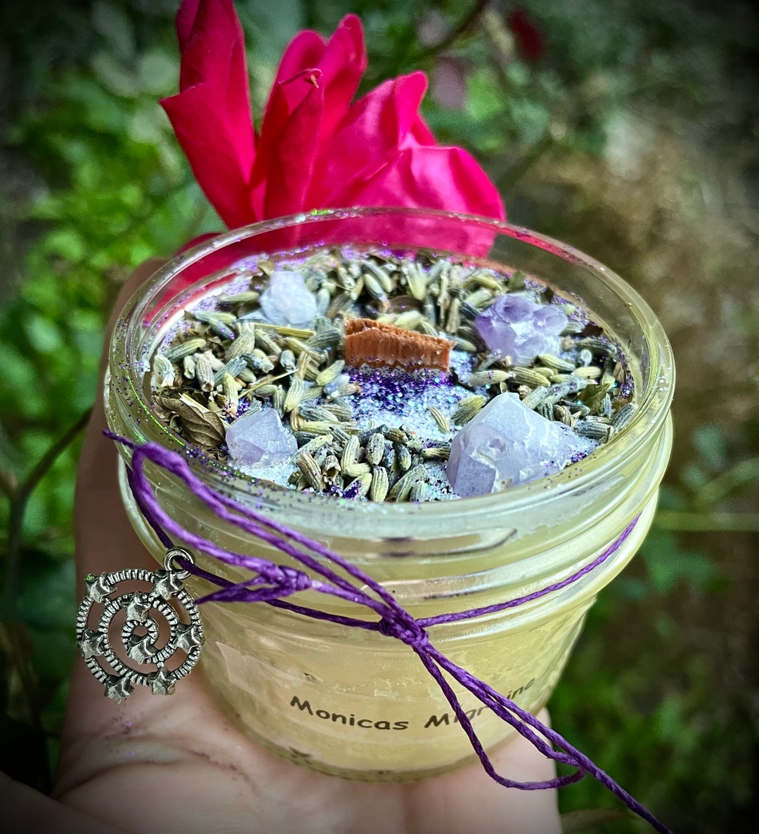 Monica's Migraine Beeswax Wood Wick Candle Third Eye Headache Relief Etsy