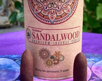 Goloka Sandalwood Back Flow Incense Cones