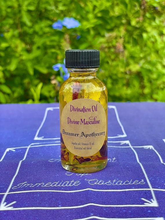 Divine Masculine Divination Oil- Pure Essential Oil Blend- Infused with  Herbs and Crystals