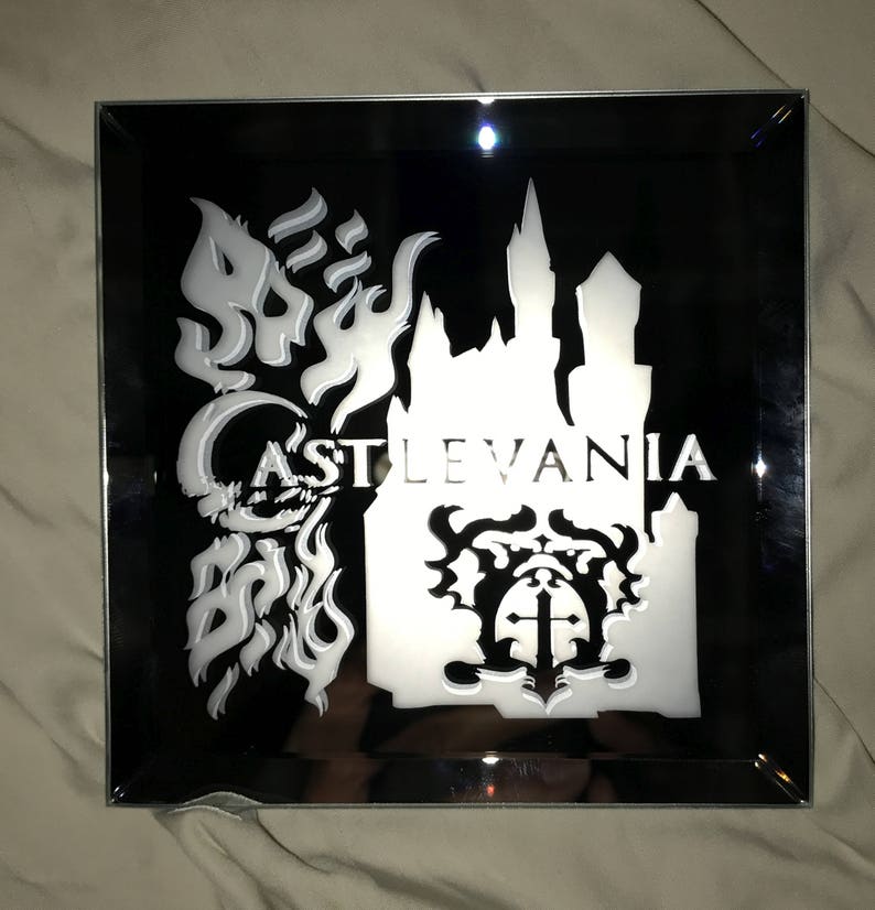 Castlevania Anime Flames Title Logo Mirror Glass Etching