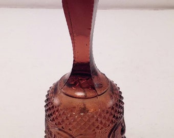 Vintage Amber Cut Glass Bell 6.5 inches Tall