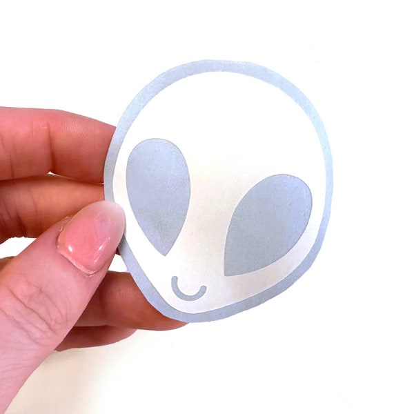 Alien Face Decal - Indoor or Outdoor - Customizable witchy space witch magic car laptop magical magic believe UFO extraterrestial aliens