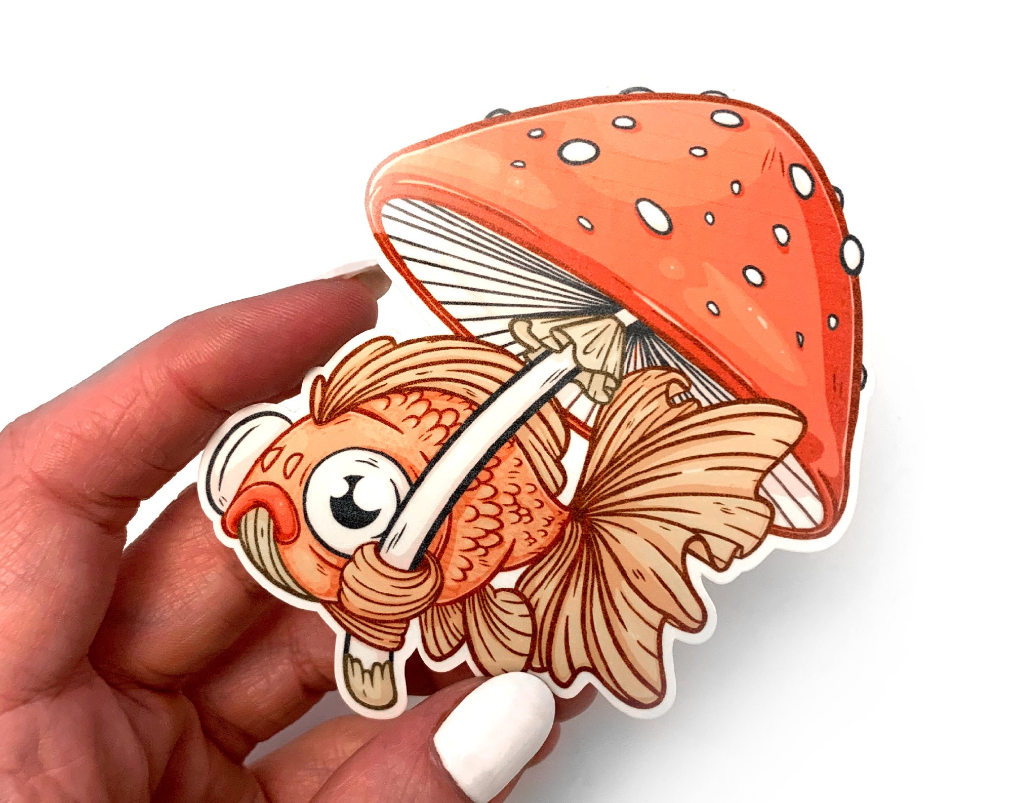 Packaged Fuzzy Stickers - FZ4005 - Goldfish sticker<BR>(FREE STANDARD  SHIPPING)