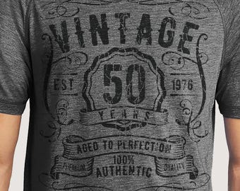 50th Birthday Shirt for Men | 1976 Vintage Design | Comfortable, Loose Fit, Quality Triblend T-Shirts