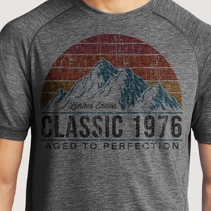 50th Birthday Shirt For Men | 1976 Classic Mountain & Sunset Shirts | Personalized Custom Year T-Shirt image 1