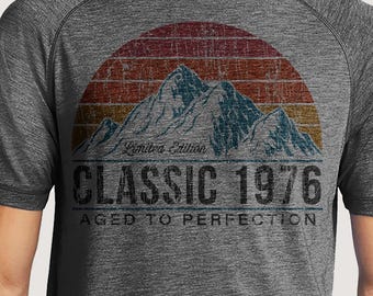50th Birthday Shirt For Men | 1976 Classic Mountain & Sunset Shirts | Personalized Custom Year T-Shirt