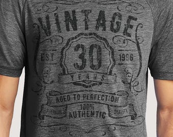 30th Birthday Shirts For Men | 1996 Vintage Style, Ultra Soft, Tri-Blend T-Shirt