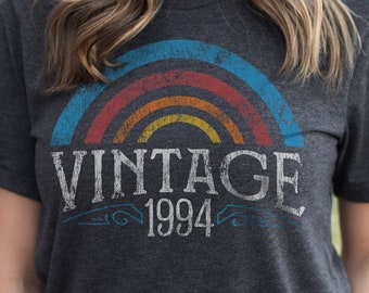 30th Birthday Gifts For Women | 1994 Birthday Shirt | 1994 Vintage Retro Rainbow 30th Birthday T-Shirt | 30th Party Theme Gift Ideas For Her