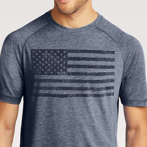 American Flag Shirt | Men's Vintage American Flag 4th of July Raglan T-Shirt | Athletic Sports Shirts For Men | USA Shirts For Him