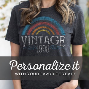 Vintage Rainbow Birthday Shirts for Women Personalized Birthday Gifts, Birthday Gift Ideas For Her, Custom Year Birthday T-shirts image 1