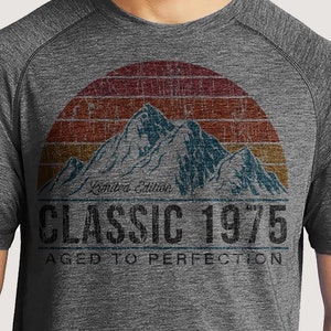 50th Birthday Shirt For Men | 1975 Classic Mountain & Sunset Birthday Shirts for Him | 50th Gift Ideas, Personalized Custom T-shirt