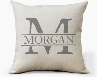 Personalized Inital & Name Farmhouse Monogram Pillow Covers, Rustic Wedding Gift Pillow Case, Personalized Family Throw Pillow Gifts