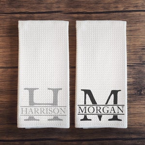 Personalized Kitchen Towels, Custom Dish Towels | Monogram Letter & Last Name Dish Towel,  Wedding Gift Ideas, Kitchen Decor, Closing Gifts