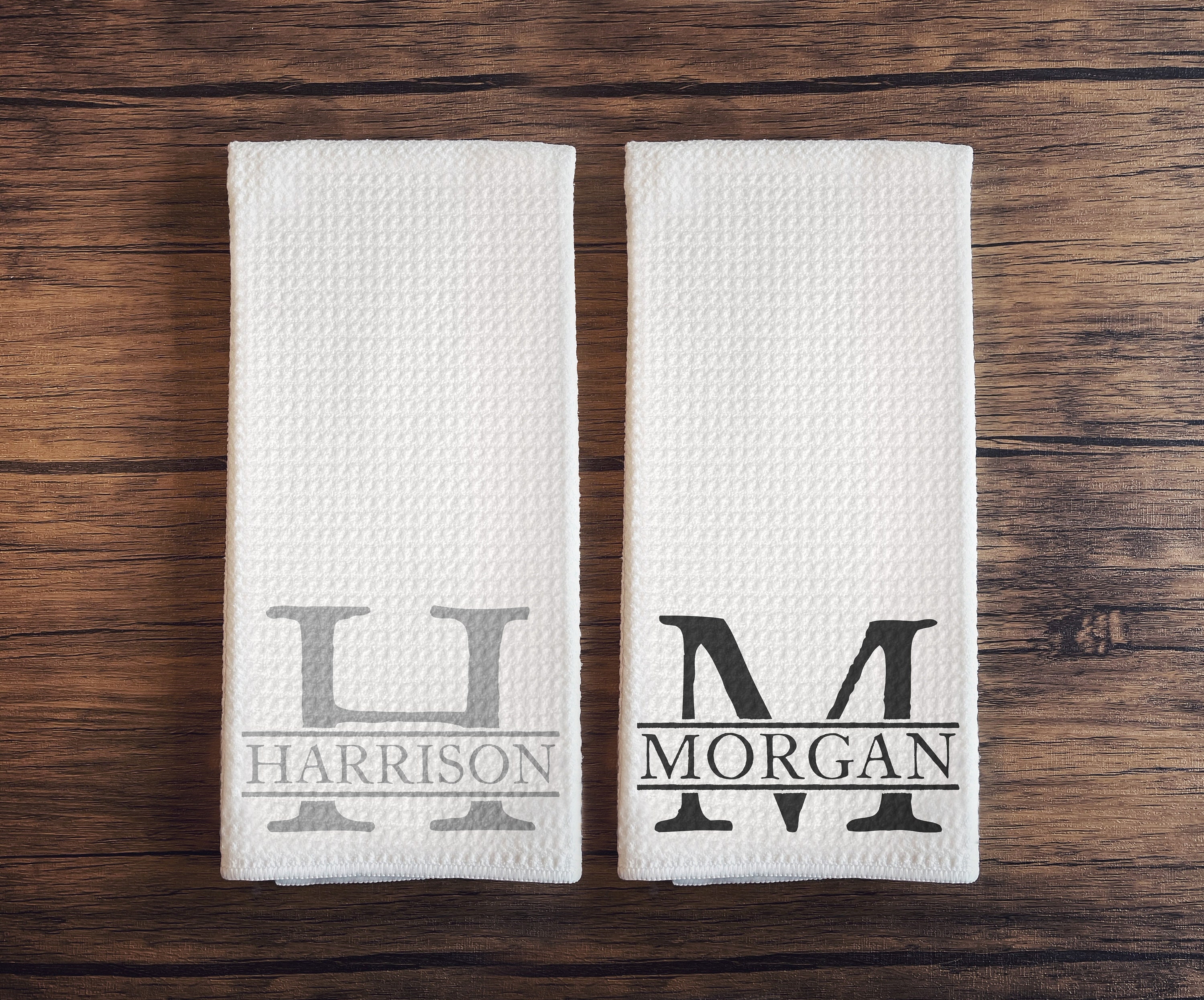 Marian Monogram Navy Dish Towel