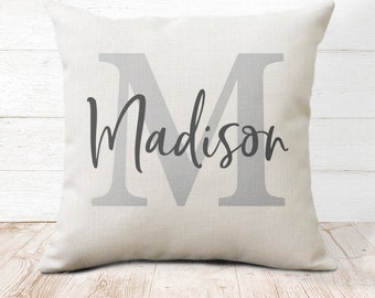 Personalized Name Wedding Gift Pillow - Monogram Last Name and Initial Throw Pillows