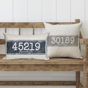 Zip Code Pillows | Outdoor Pillow Covers | Personalized Housewarming Gift | New Home Owners Gift | Dorm Room Decor | Graduation Gift Ideas