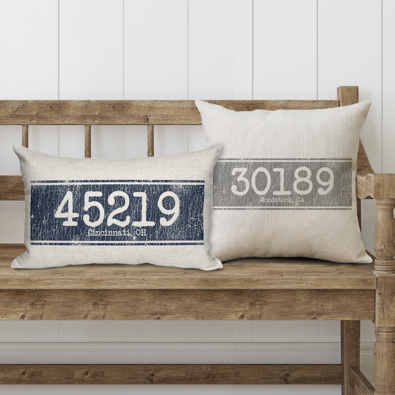 Zip Code Pillows Outdoor Pillow Covers Farmhouse Throw Etsy