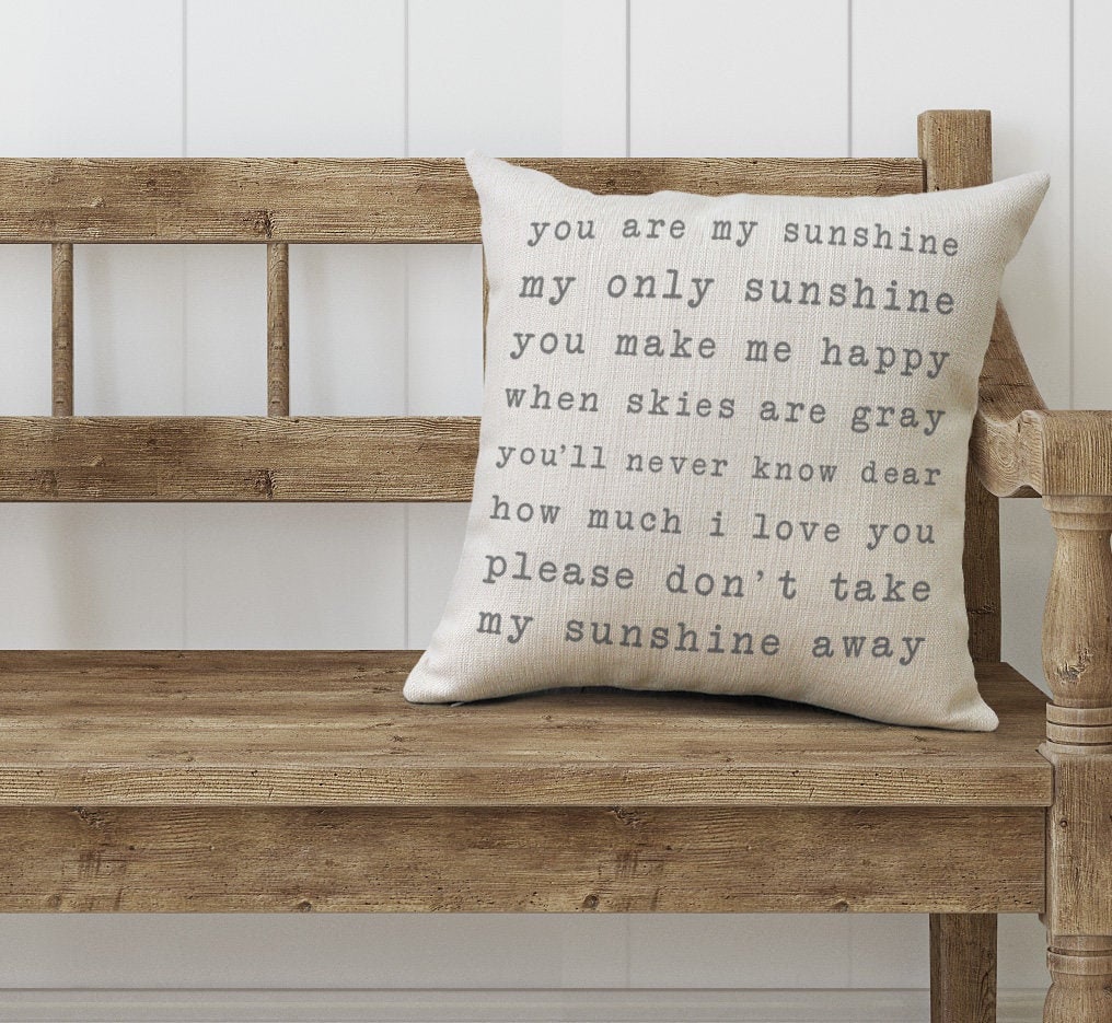 You Are My Sunshine Farmhouse Pillow | Song Lyrics Gifts | Happiness …