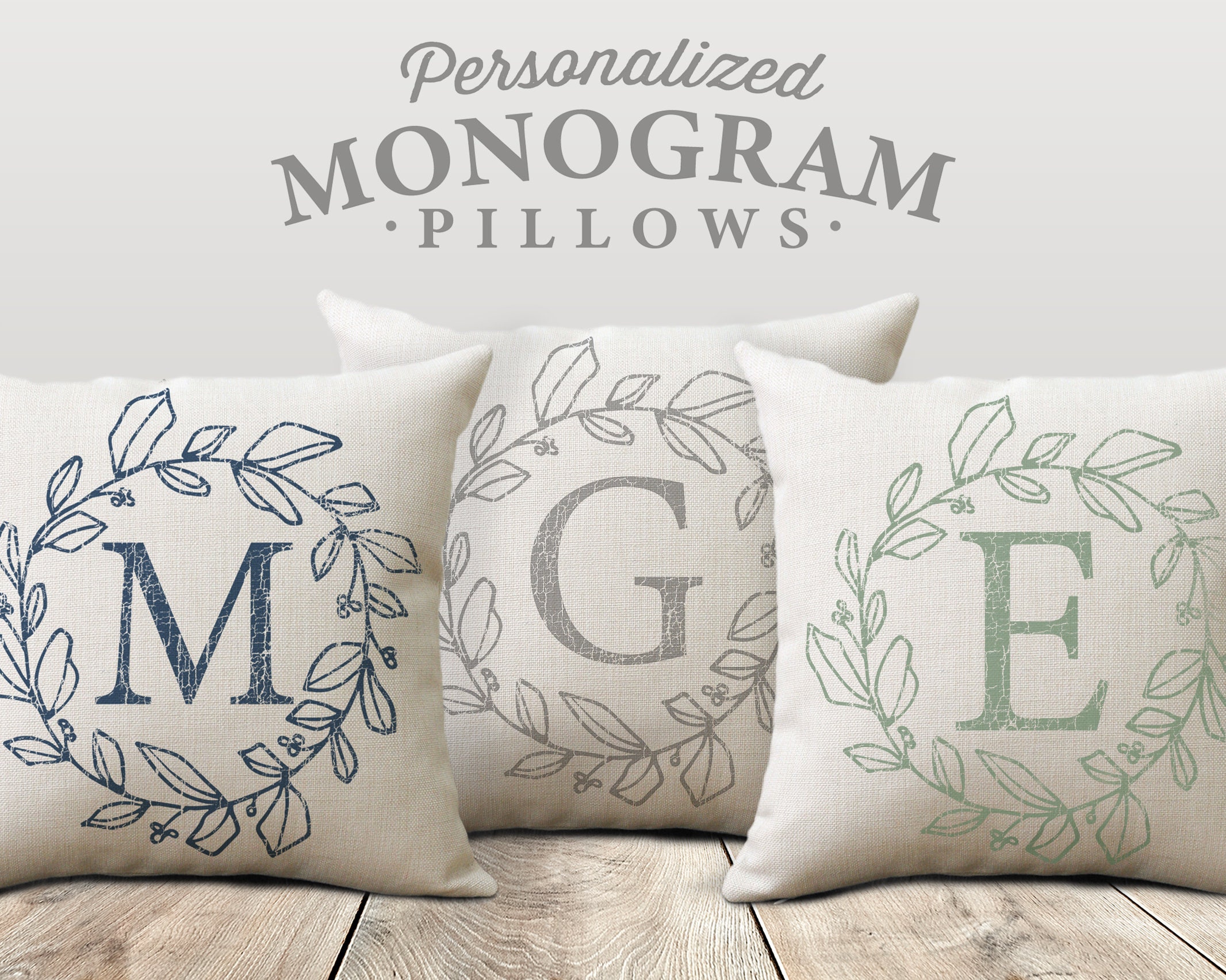 JDS Gc1563 Personalized Interlocking Monogram Pillow Cases for Couples