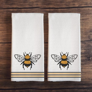 Bee Kitchen Towels, Kitchen Tea Towel Gifts, Bumble Bee Dish Towel Set, Spring Bee Home Decor Gift Ideas, 16" x 24" Decorative Hand Towels