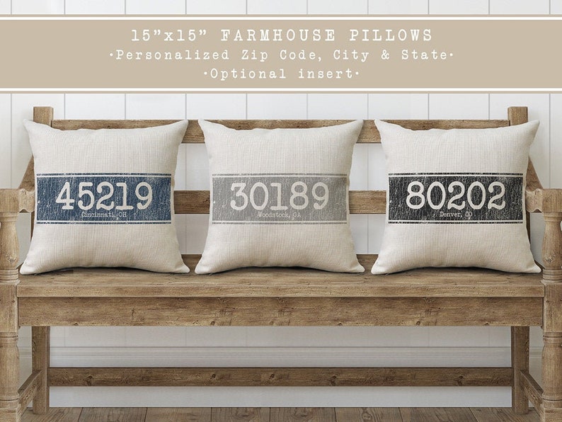 Zip Code Pillows Outdoor Pillow Covers Farmhouse Throw Etsy