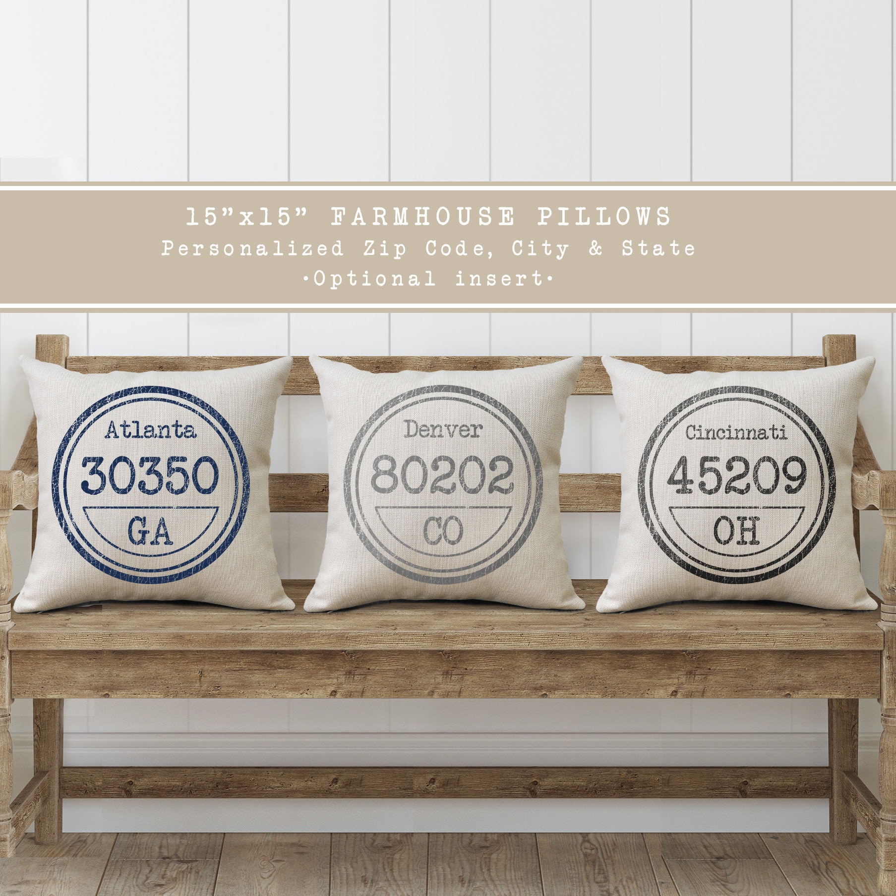 Monogram Throw Pillow with Sayings Grateful Thankful Blessed, Farmhouse  Accent Pillow, Personalized Pillow Cover, Farmhouse Decor - PIL176