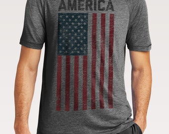 American Flag Shirt: Patriotic Tri-Blend T-Shirt