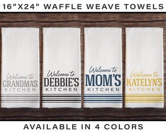 Personalized Kitchen Towel: Welcome To My Kitchen, Custom Name, Waffle Weave
