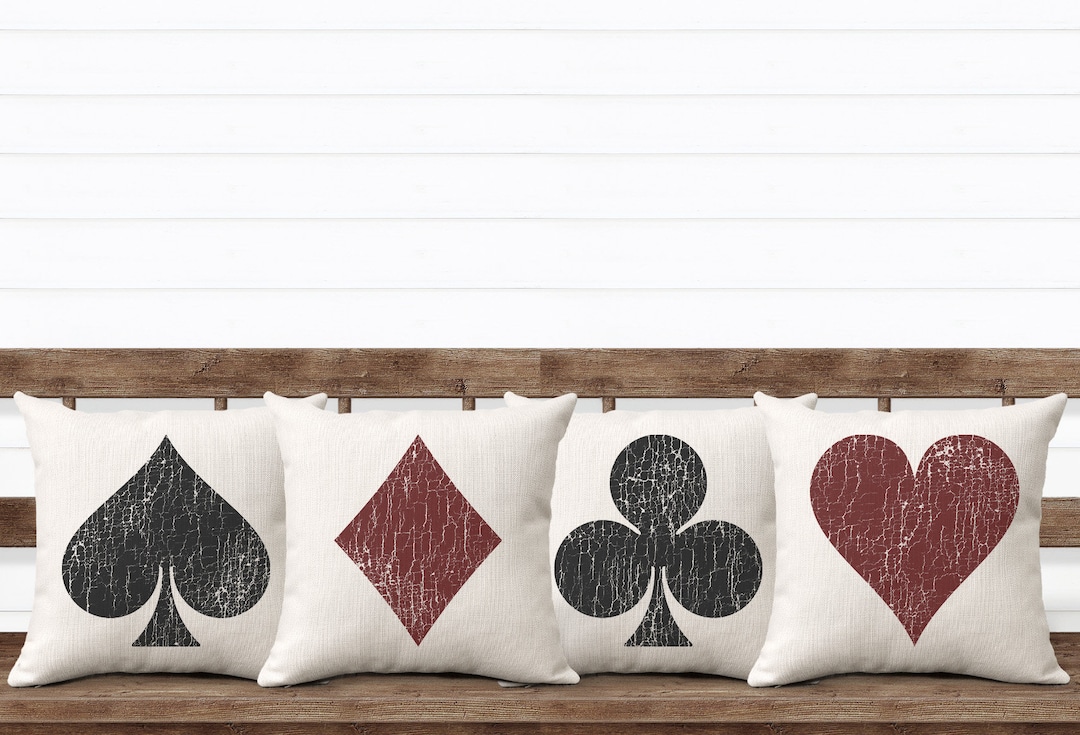 Poker Pillows Home Decor Poker Room Decor, Playing Card Pillow Set With