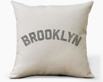 Brooklyn Pillow • Vintage New York Throw Pillows • Rustic Brooklyn Decor • Farmhouse Pillow Cases Covers • Home Decor Gift Ideas
