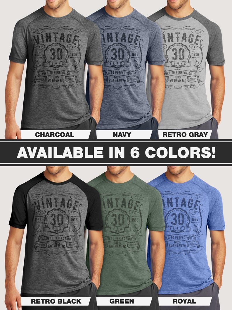 30th Birthday Shirts For Men | 1996 Vintage Style, Ultra Soft, Tri-Blend T-Shirt image 2