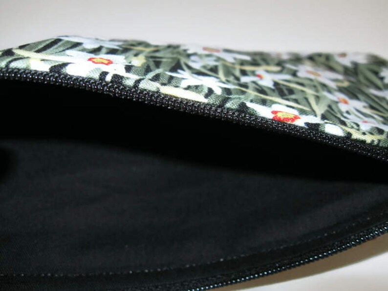 Spring Flower Small Zip Bag Floral Pencil Case Gift Card Coupon Holder Optional Wrist Strap Money Coin Wallet Daffodil Zipper Pouch