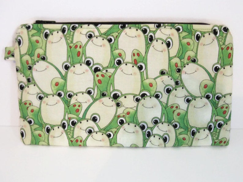 Gift 9x5 Coupon Holder Gift Card Flat Zipper Pouch Optional Wrist Strap Frog Fabric Gadget Bag Pencil Case Small Zip Pouch Notions