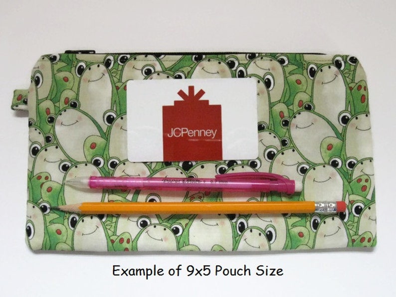 Gift 9x5 Coupon Holder Gift Card Flat Zipper Pouch Optional Wrist Strap Frog Fabric Gadget Bag Pencil Case Small Zip Pouch Notions