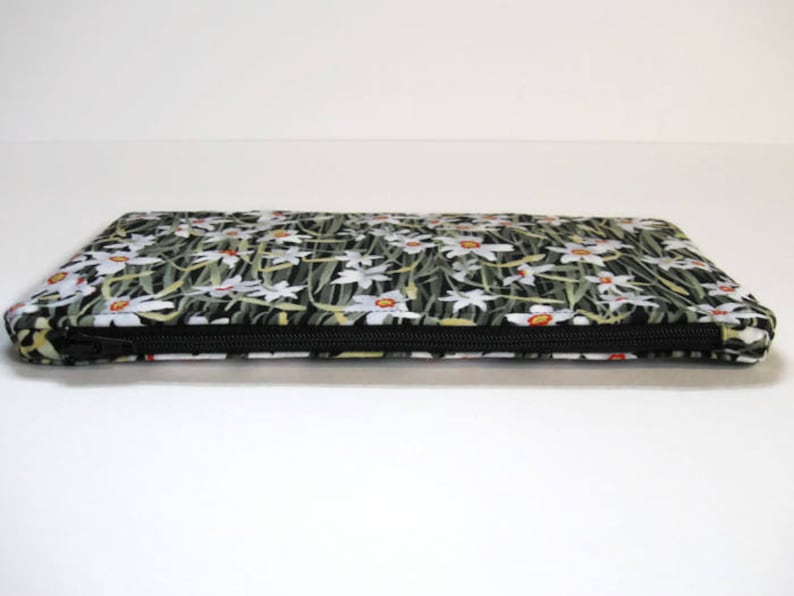 Spring Flower Small Zip Bag Floral Pencil Case Gift Card Coupon Holder Optional Wrist Strap Money Coin Wallet Daffodil Zipper Pouch