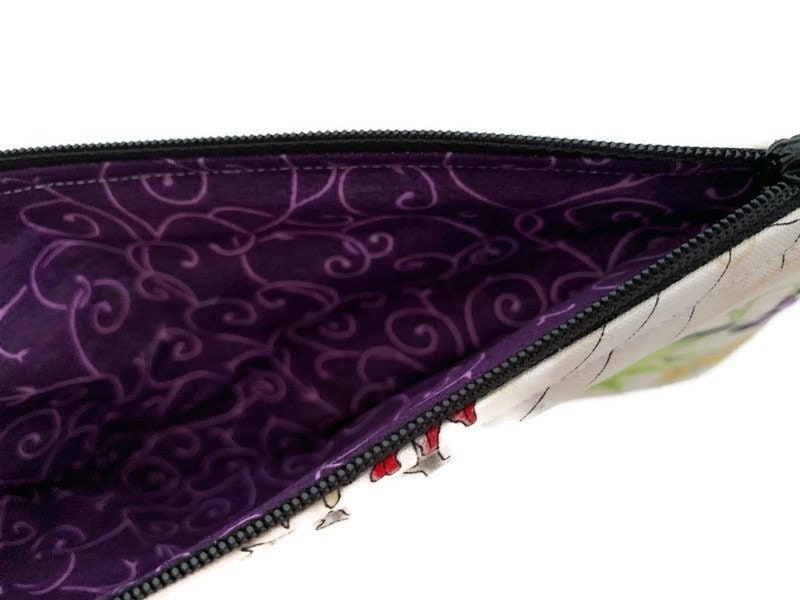Raven Zipper Wristlet Pouch Nevermore Fabric Make up Bag 