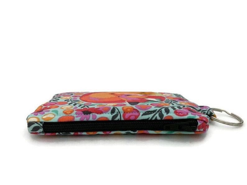 Gift Card Zip Bag Fox Nap Zipper Pouch Coin Change Purse w Key Ring Tula Pink Fox Sleeping Fabric Credit Card Holder Fox Napping