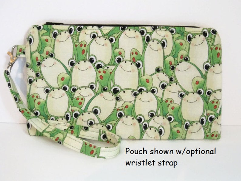 Gift 9x5 Coupon Holder Gift Card Flat Zipper Pouch Optional Wrist Strap Frog Fabric Gadget Bag Pencil Case Small Zip Pouch Notions
