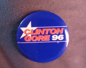 Clinton Gore 1996 official pinback campaign button for president