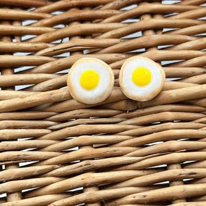 Polymer Clay sunny side up egg earrings, stud earrings, Handmade with hypoallergenic earring post,gift