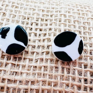 Polymer Clay cow print earrings, stud earrings, rustic cowgirl Handmade with hypoallergenic earring post,gift
