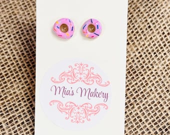 Polymer Clay Doughnut earrings, stud earrings, Handmade with hypoallergenic earring post,gift